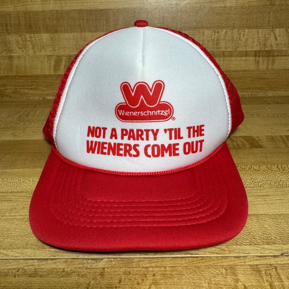 Wienerschnitzel Not A Party Til The Wieners Come Out Trucker Hat Red Snapback